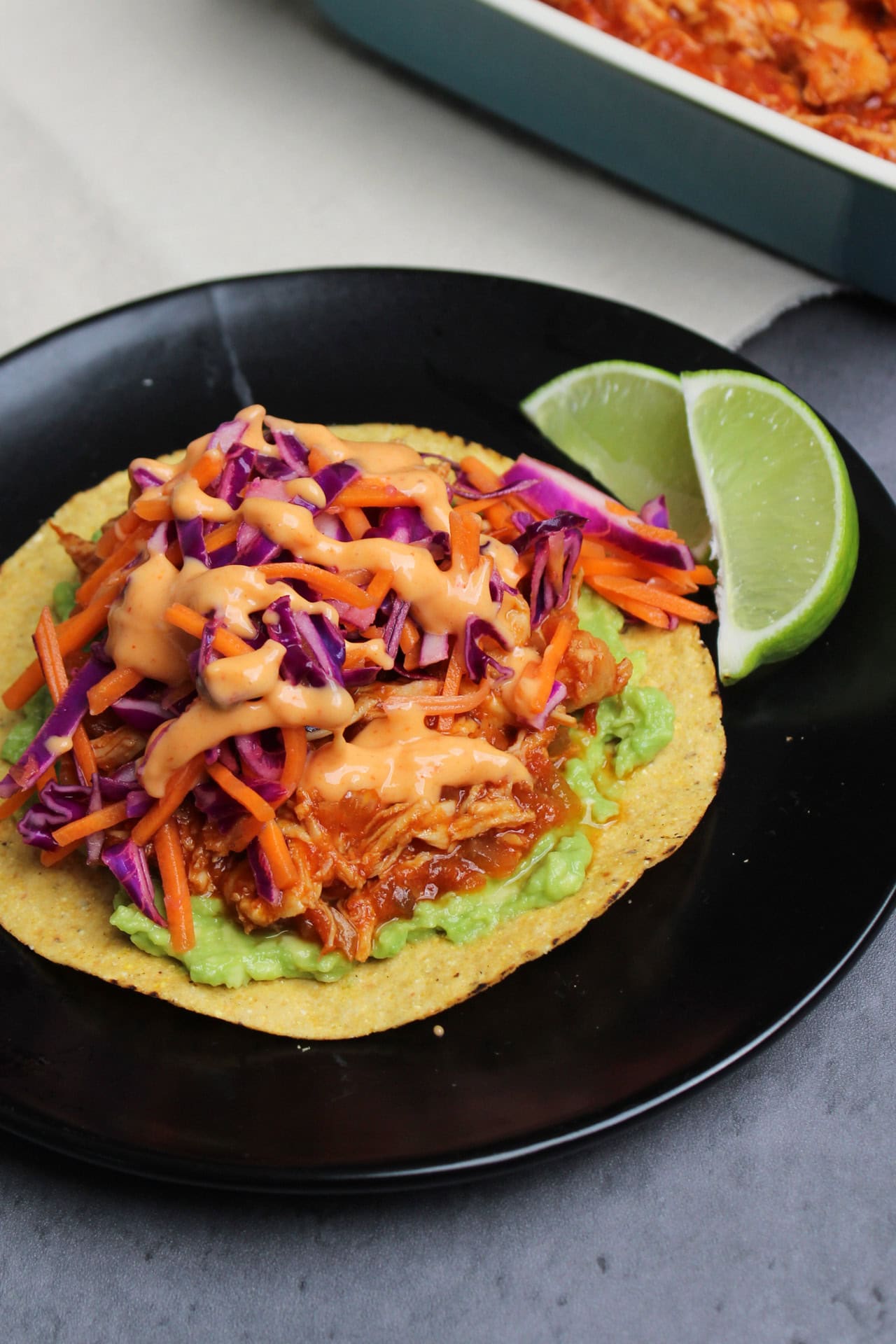 Korean Gochujang Chicken Tostadas