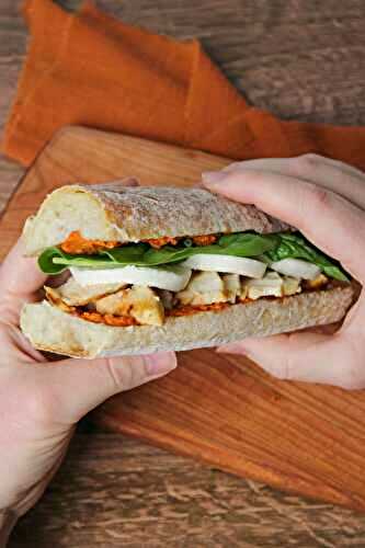 Grilled Chicken Sandwich with Sun-Dried Tomato Pesto, Mozzarella, and Spinach