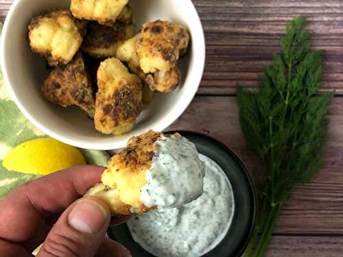 Pan Fried Breaded Cauliflower With Lemon Dill Sauce