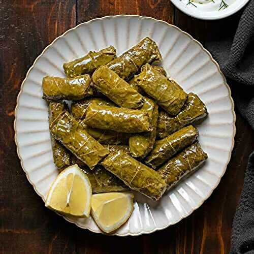 Dolmades: Greek Stuffed Grape Leaves with Rice