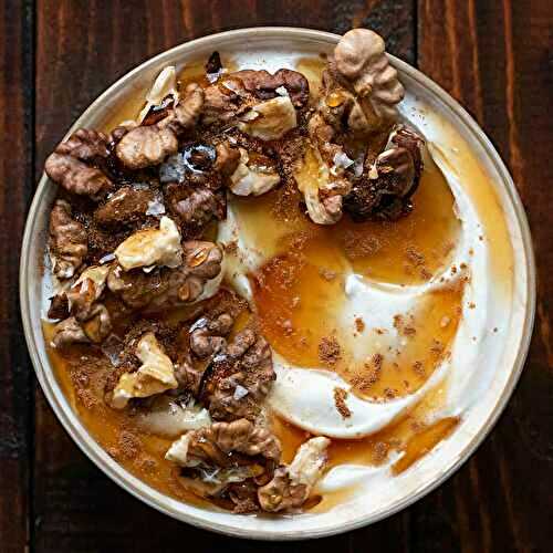 Traditional Greek yogurt with honey and walnuts