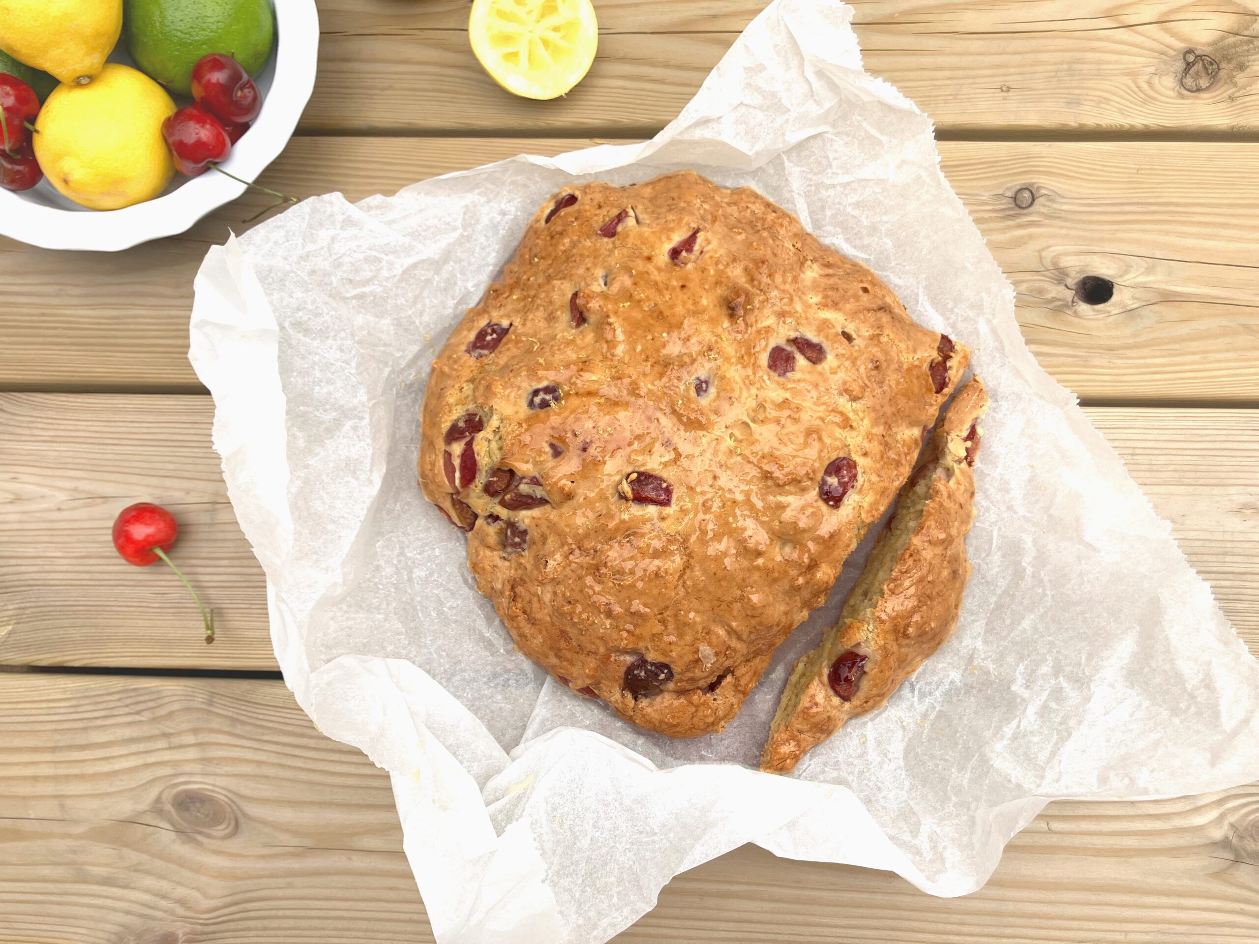 Cherry and Lemon Spelt Soda Bread