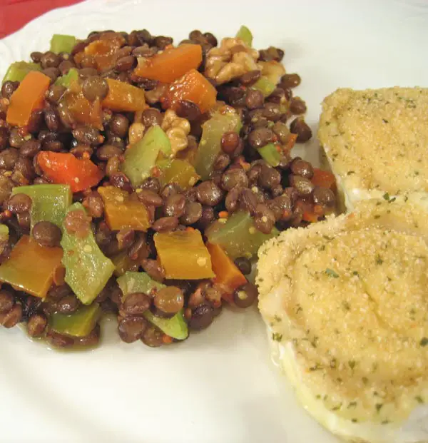 Lentil Salad with Goat Cheese; dogs on the run