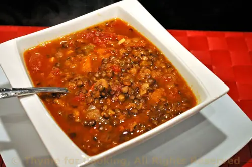 Lentil Soup with Chorizo; we're insulated!