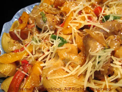 Warm Pasta Salad with Sausages and Peppers; The Flood Run