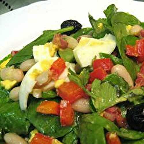 Spinach Salad with White Beans and Red Pepper