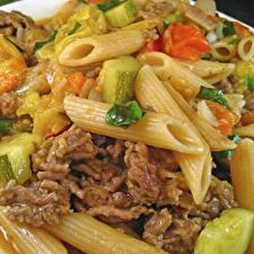 Pasta with Ground Beef & Zucchini