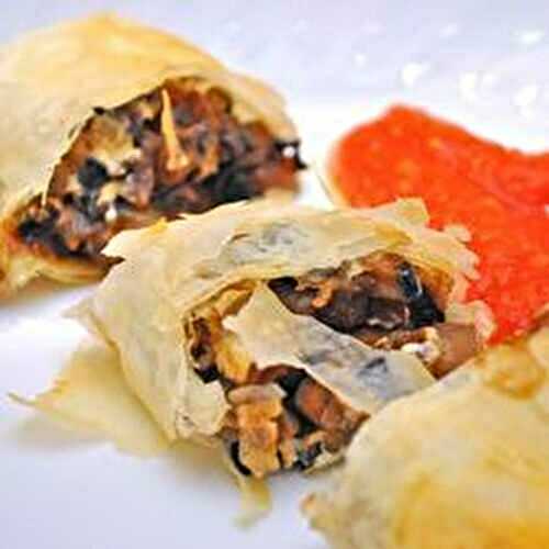 Mushroom Strudel with Tomato Sauce