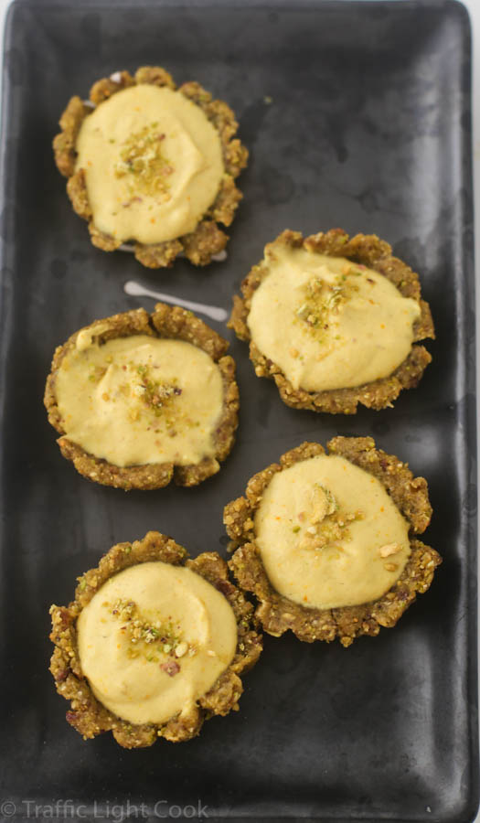 Saffron-Cashew cream-filled Pistachio Baskets (Diwali Sweet)