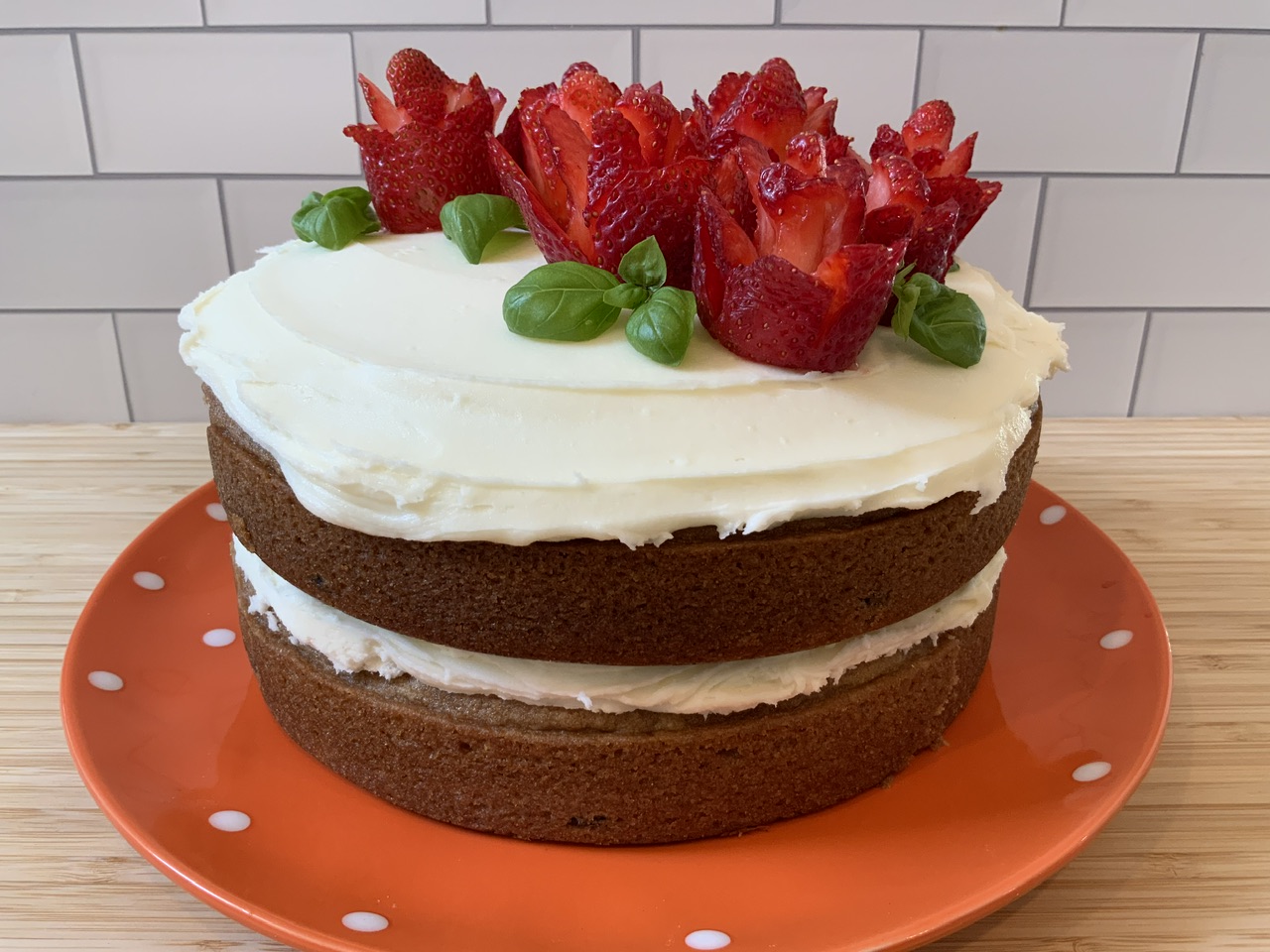 Fabulously Delicious Coconut Cake with Marshmallow Buttercream Frosting & Strawberry Roses