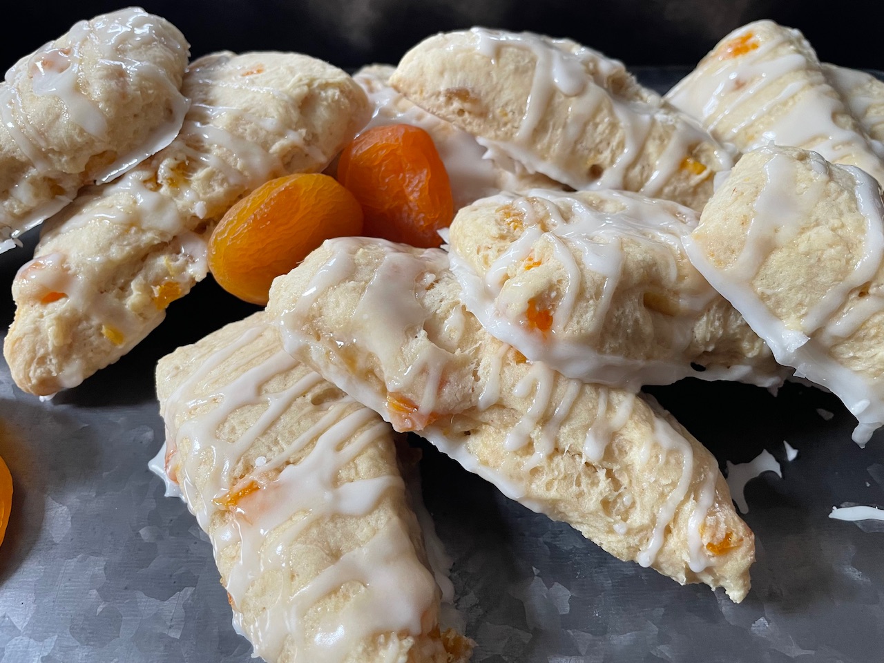 Apricot Scones with Amaretto Icing