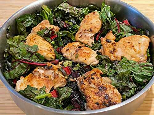 Easy Chicken Thighs with Fresh Herbs, Greens & Olives