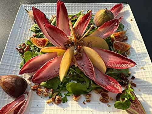 Ruby Endive Salad with Arugula, Apples, Figs, Sugared Pecans, and Boursin Cheese