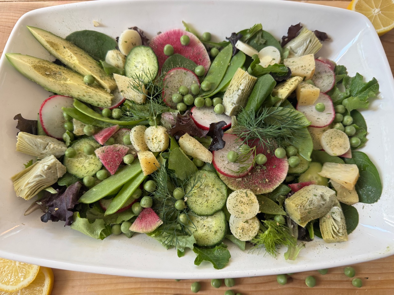 Spring Medley Garden Salad with Dijon Ranch Herb Vinaigrette, Spiced Nuts and Blue Cheese Crumbles