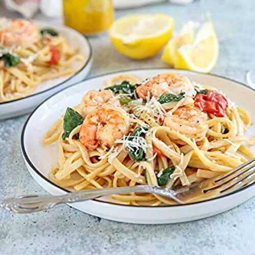 One-Pot Shrimp Tomato Spinach Pasta