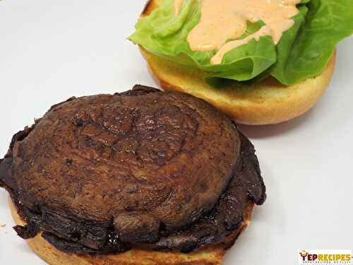 Pan Seared Portobello Burgers with Sriracha Mayo