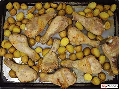 Sheet Pan Garlic Chicken Drumsticks and Baby Potatoes